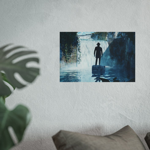 Unseen Presence: Man in Waterfall