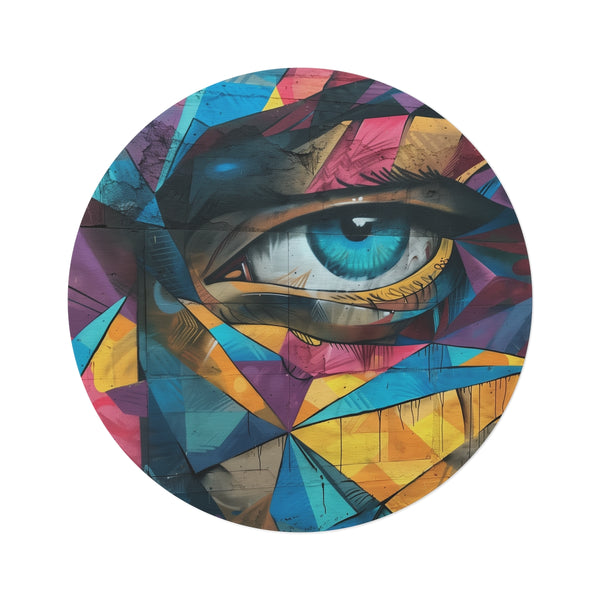 "Urban Chaos Round Graffiti Rug"
