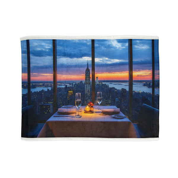 "Urban Sunset Skyline Bed Cover"