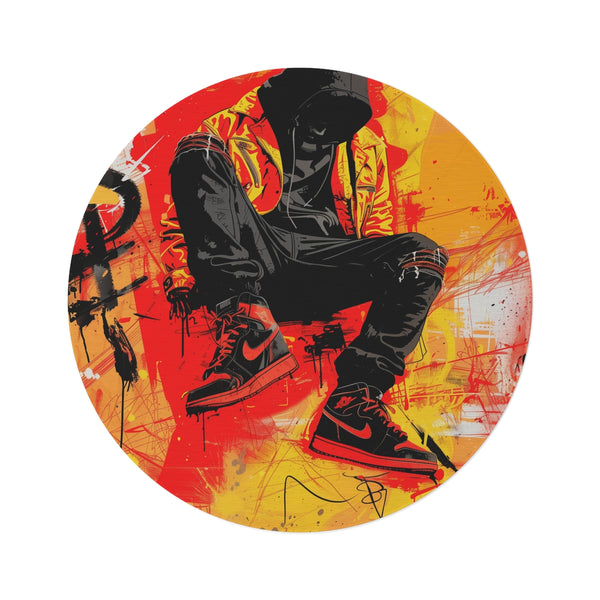 "Urban Typography Streetwear Round Rug"