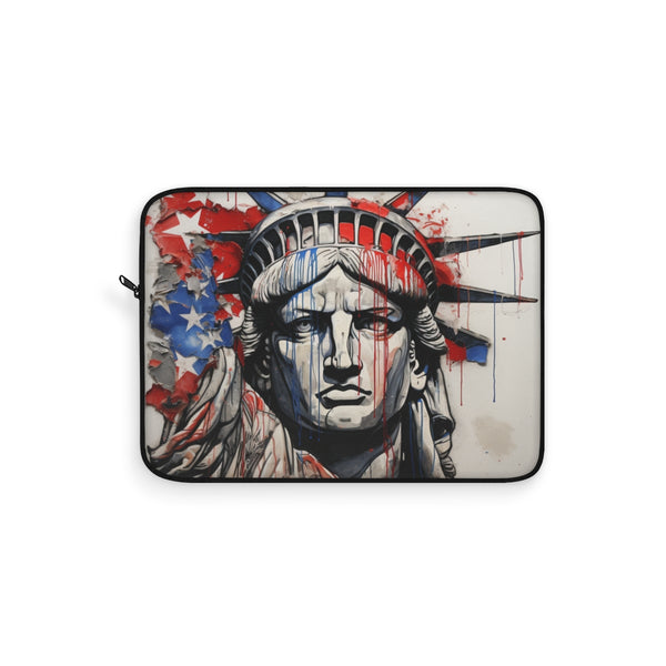 "USA Flag Line Art Laptop Sleeve"