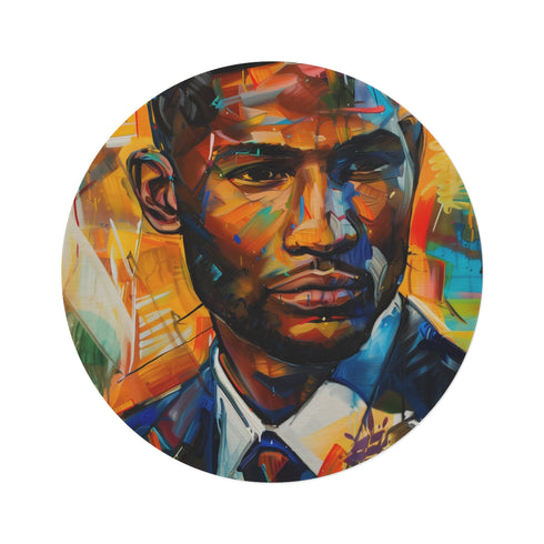 "Usher-Inspired Round Rug: Artistic Elegance"