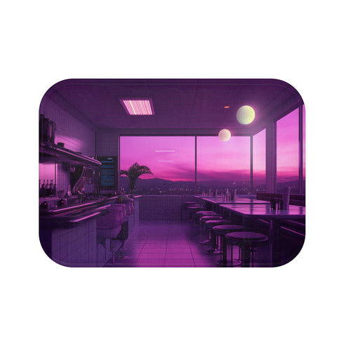 Vaporwave Cosmic Diner Universe Bathmat
