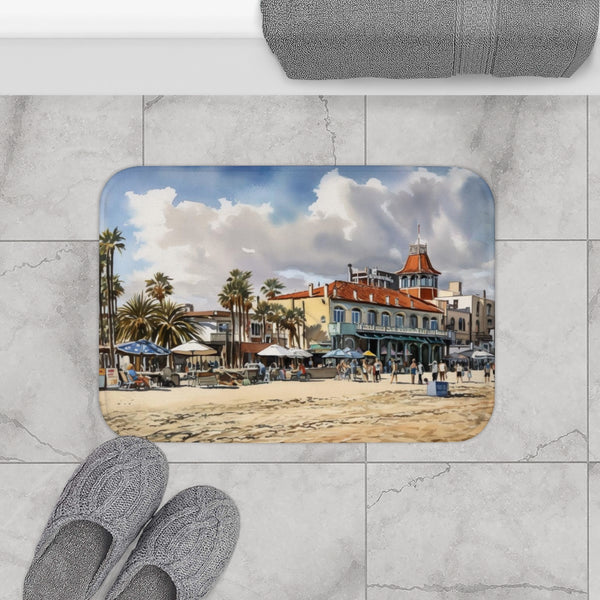 Venice Beach — Non-Slip Bath Mat — Bathroom Floor Lifestyle View