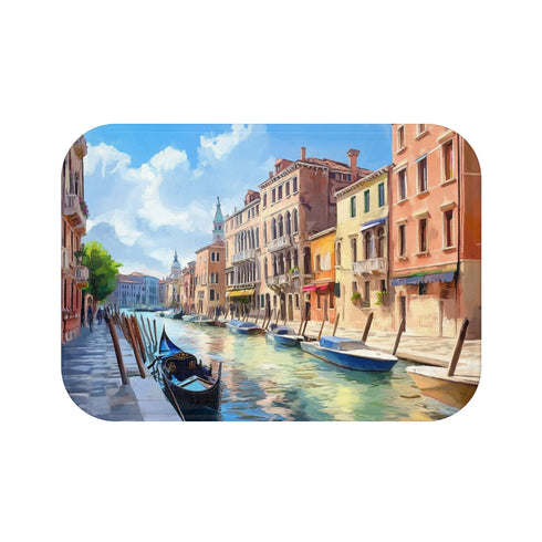 "Venice Square Sunset Bath Mat"