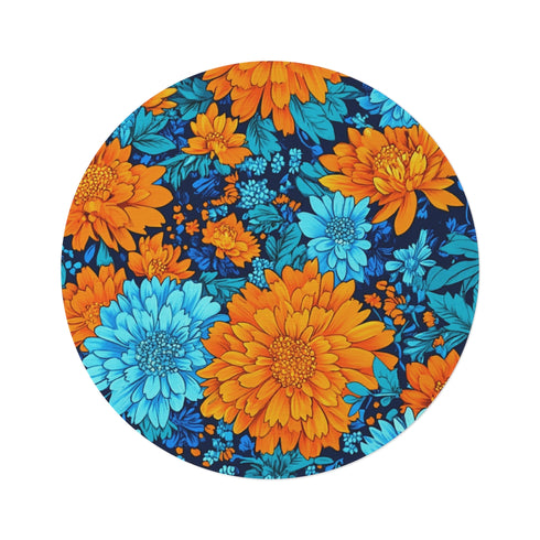 "Vibrant Blooms Round Rug"