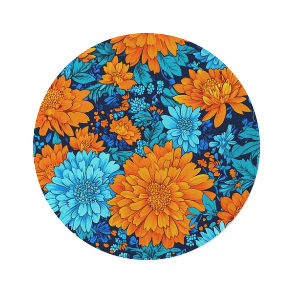 "Vibrant Blooms Round Rug"