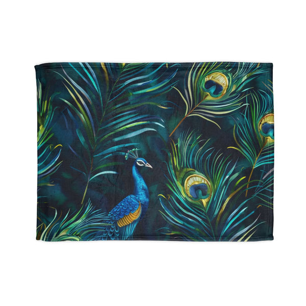 "Vibrant Blue Peacock Feathers Bed Cover"