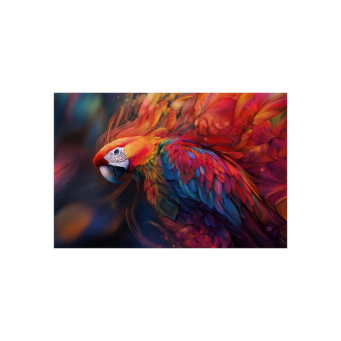 Vibrant Fractal Feather Parrot Poster