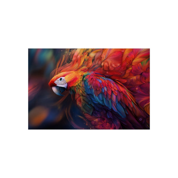 Vibrant Fractal Feather Parrot Poster