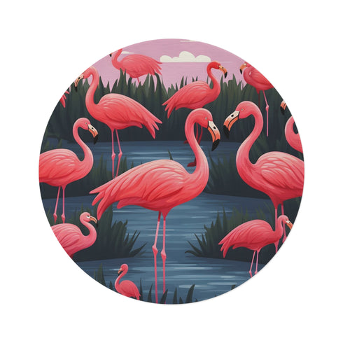 "Vibrant Geometric Multicolor Round Rug"