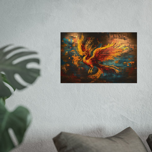 Vibrant Graffiti Phoenix Brick Wall
