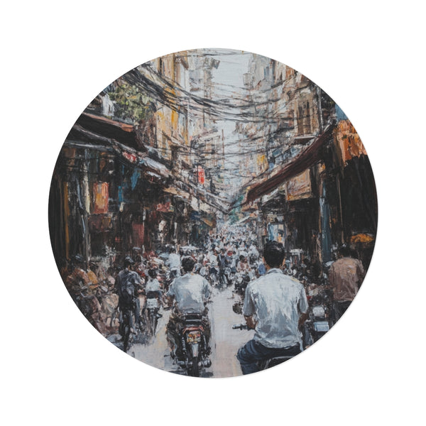 "Vibrant Hanoi Street Scene Rug"