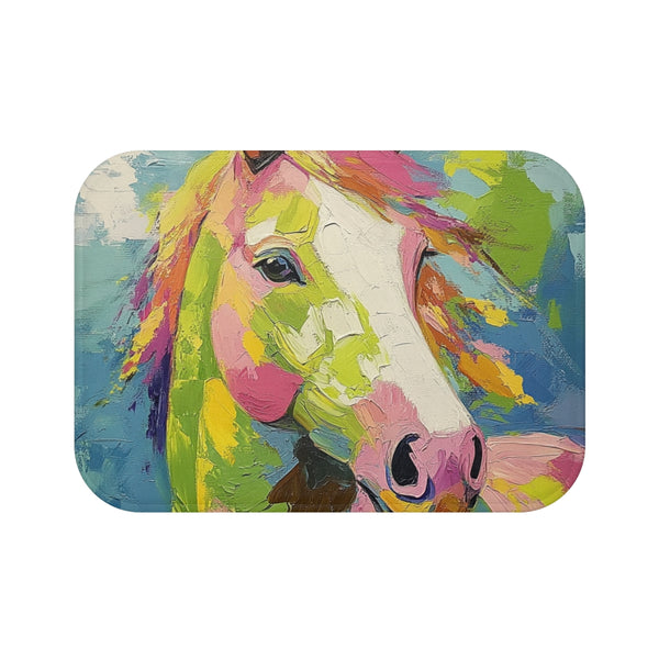 "Vibrant Impressionistic Horse Bath Mat"