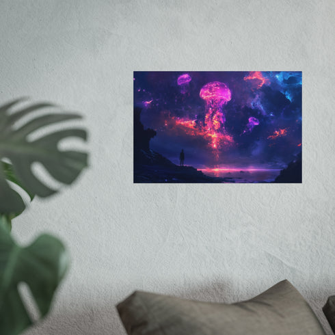 Vibrant Neon Jellyfish Time Travel