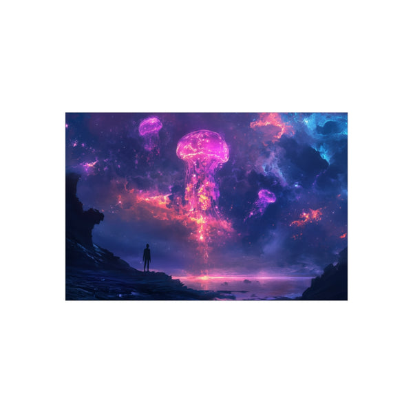 "Vibrant Neon Jellyfish Time Travel"