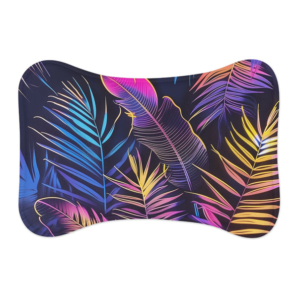 "Vibrant Neon Tropical Leaf Mat: Bring the Jungle Indoors"