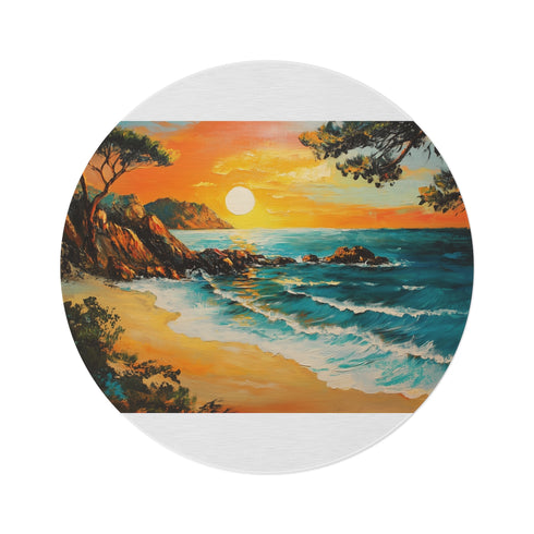 "Vibrant Orange Corsica Round Rug"