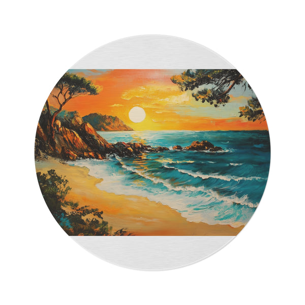 "Vibrant Orange Corsica Round Rug"