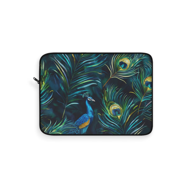 "Vibrant Peacock Feathers Laptop Sleeve"
