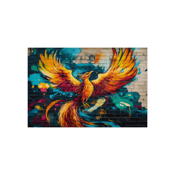 Vibrant Phoenix Graffiti Brick Wall