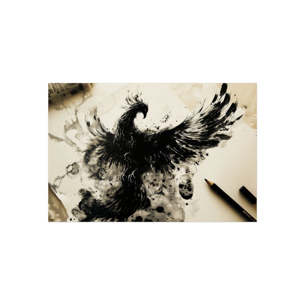 "Vibrant Phoenix Rising Ink Art"