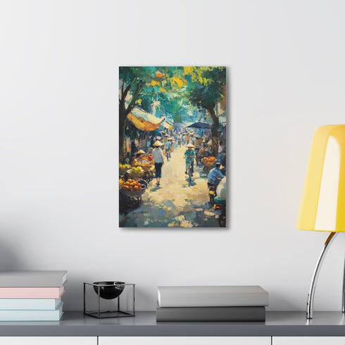 Vibrant Hanoi Vietnam canvas art with colorful intricate details.