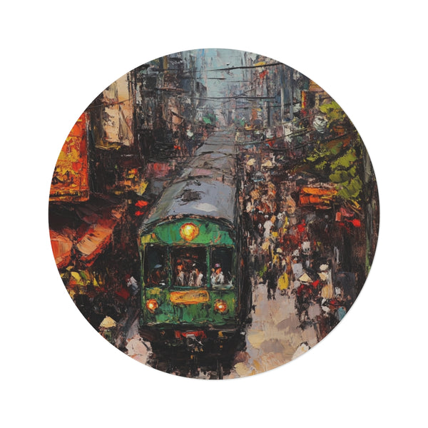 Vietnam Train Street Round Rug