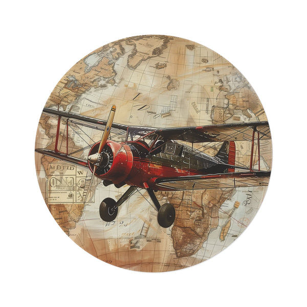 "Vintage Airplane Travel Stamp Rug"