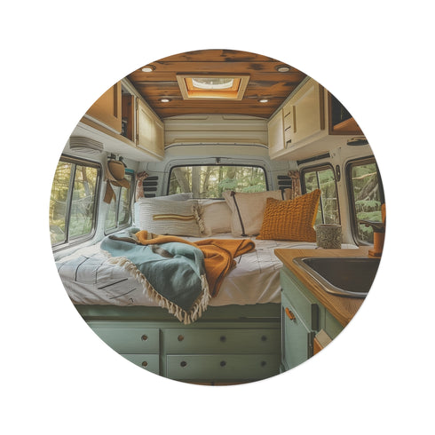 "Vintage Camper Van Round Rug"