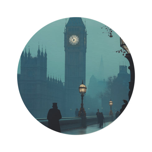 "Vintage Charm: Victorian London Round Rug"