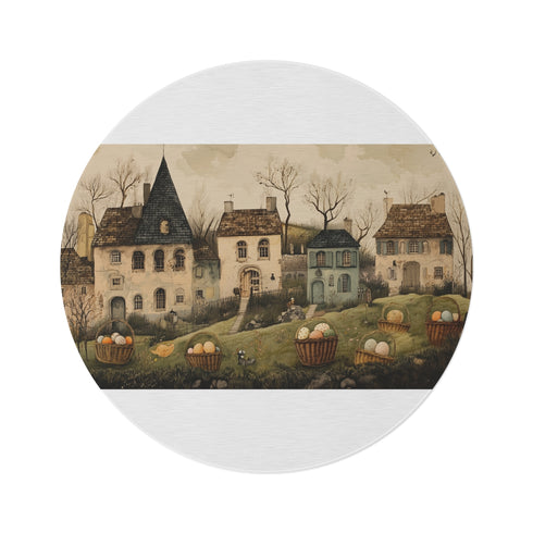 "Vintage Easter Lithograph Round Rug"