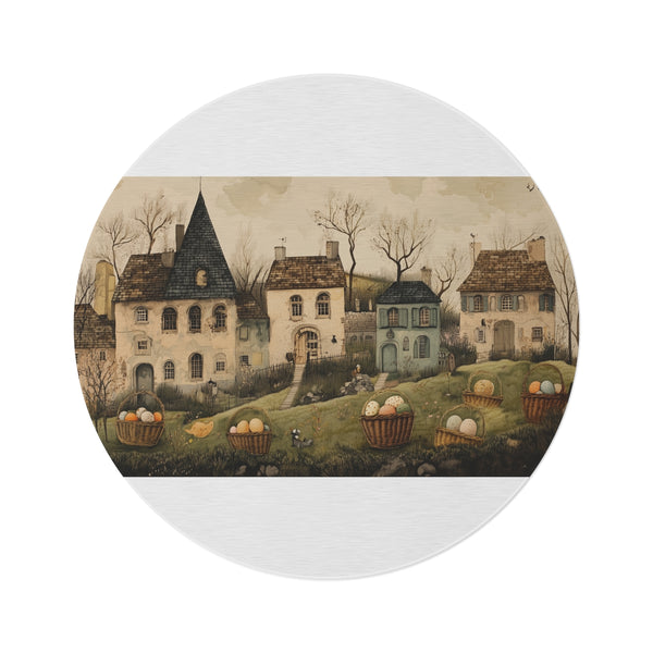 "Vintage Easter Lithograph Round Rug"