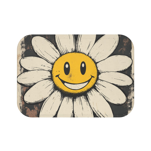 "Vintage Flower Power Smiley Mat"