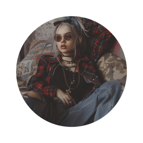 "Vintage Grunge Round Rug"