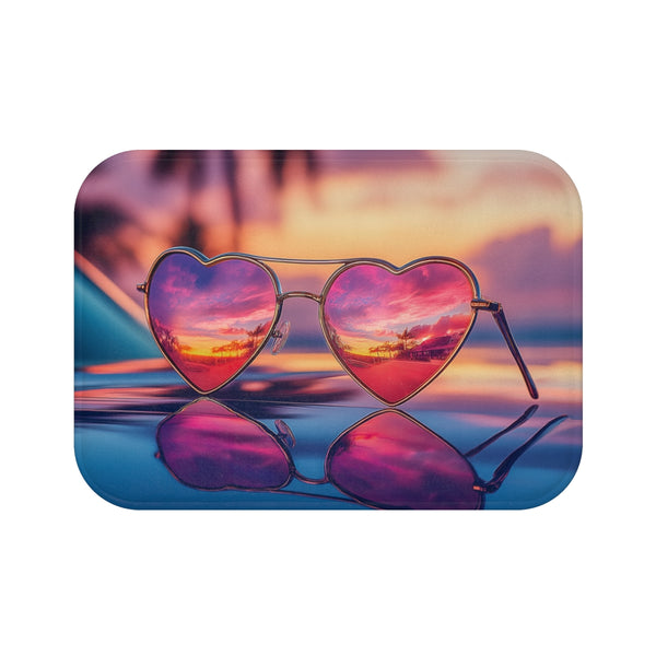 "Vintage Heart Sunglasses Bath Mat"