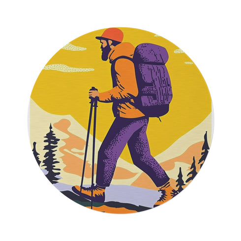 "Vintage Lino Print Round Rug"