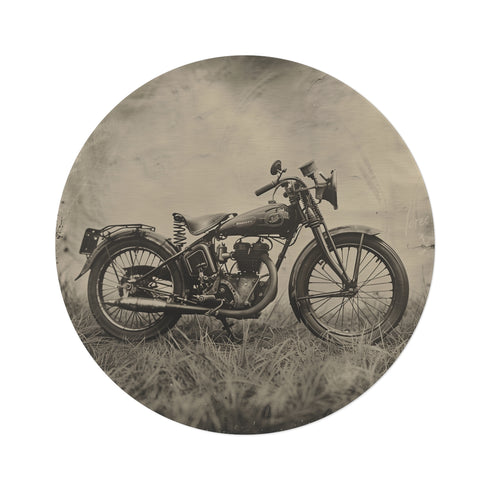 "Vintage Motorcycle Round Rug: Retro Revival"
