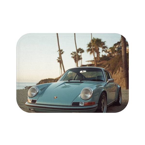 "Vintage Porsche 911 Turquoise Bath Mat"