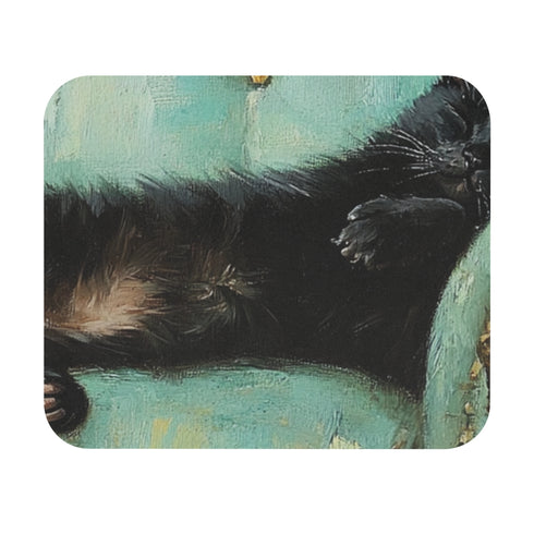 Vintage Teal Sleeping Black Cat