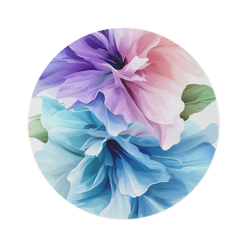 "Vivid Purple Floral Round Rug"