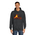 Volcano Erupting Into Music Notes Graphic Unisex College Hoodie - Lifestyle Model View
