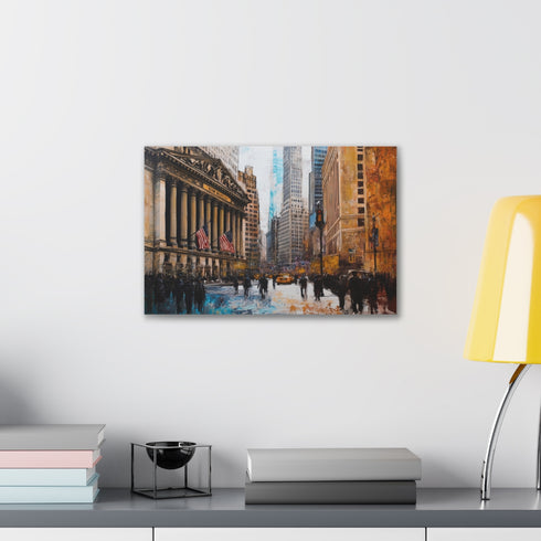 Black white Wall Street NYC canvas print home office decor.