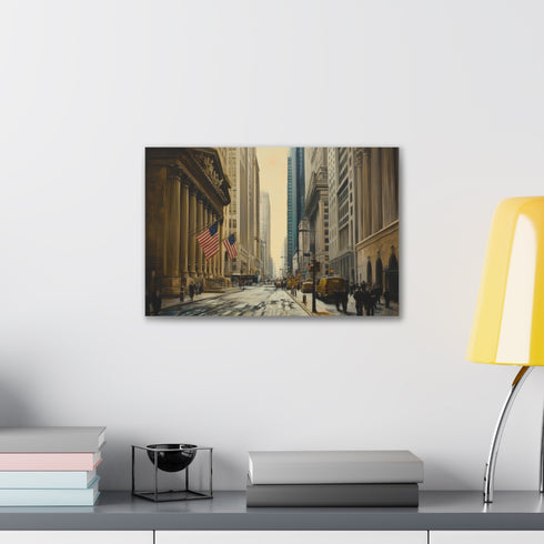 Vibrant NYC cityscape canvas art for urban decor, 18x12 size.