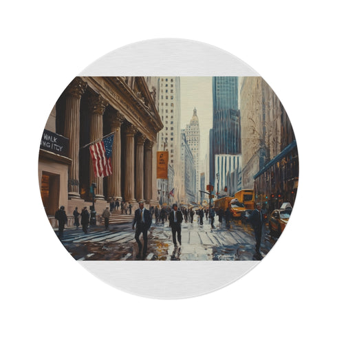 "Wall Street Round Rug Artistry"