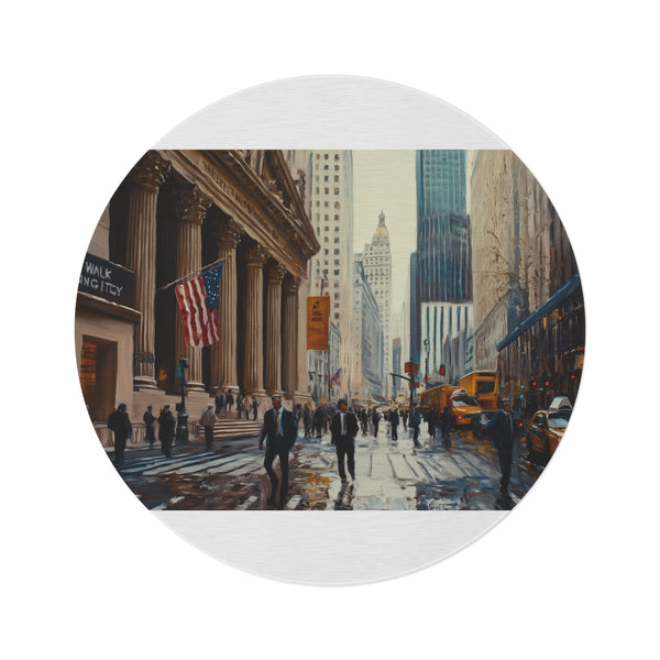 "Wall Street Round Rug Artistry"