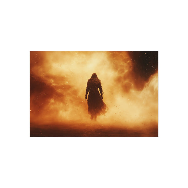 Warrior Amidst Cosmic Sandstorm Scene