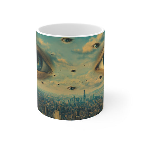 Watchful Eyes Cityscape Coffee Mug