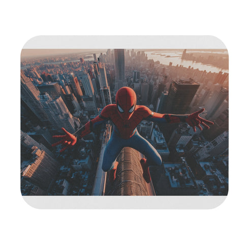 Web-Slinging Spiderman Cityscape Mouse Pad