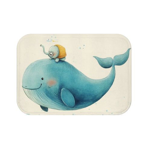 "Whale and Elephant Adventure Bath Mat"
